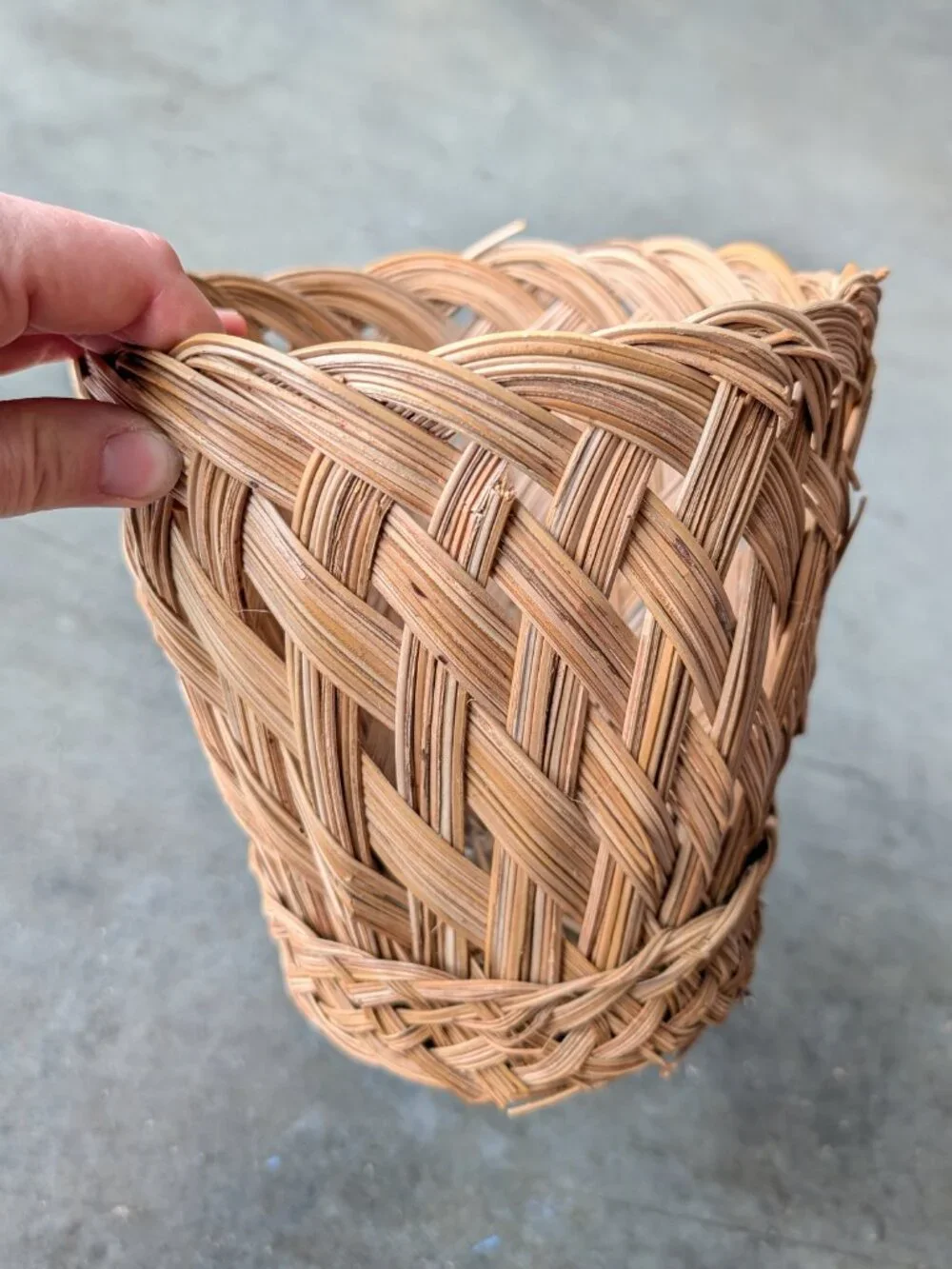 Vintage Brown Wicker Straw Basket Planters Set of Two